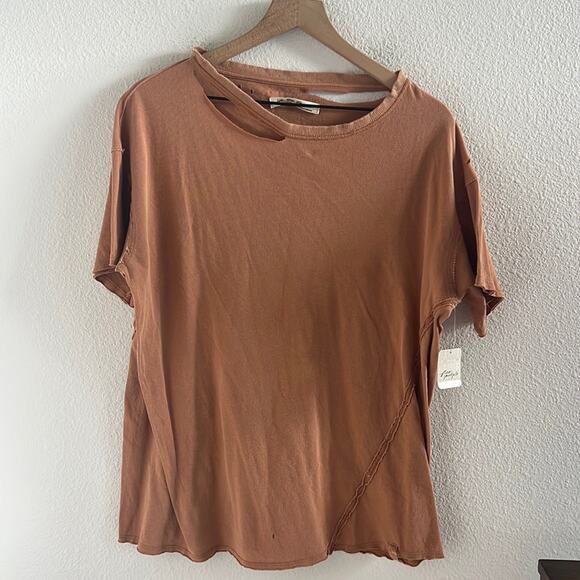NWT Free People We the Free Dani Oversized T-Shirt Crush Blush Distressed Small - Picture 1 of 9